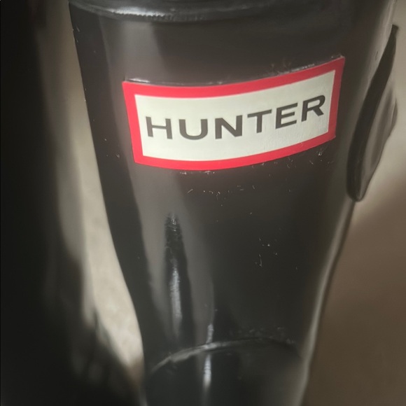 Hunter Glossy Black Waterproof Boots Sz 8 - Picture 2 of 11